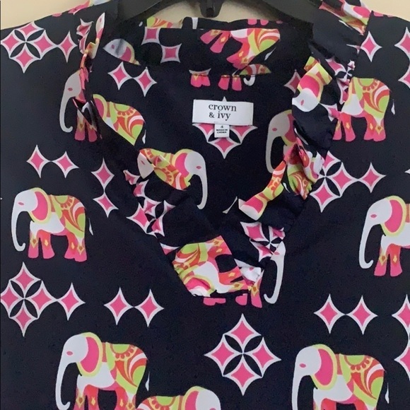 Crown&Ivy Elephant Print Sheath Dress,Navy-Pink ,4 - Picture 7 of 14